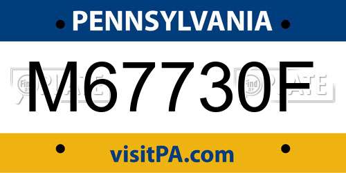M67730F Pennsylvania License Plate