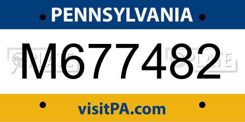 M677482 Pennsylvania License Plate