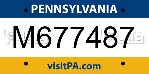 M677487 Pennsylvania License Plate