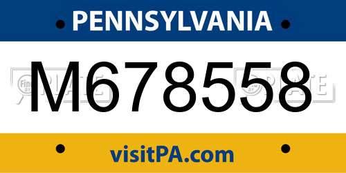 M678558 Pennsylvania License Plate