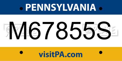 M67855S Pennsylvania License Plate