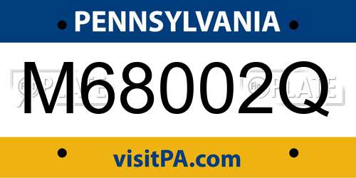 M68002Q Pennsylvania License Plate