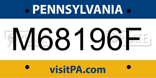 M68196F Pennsylvania License Plate