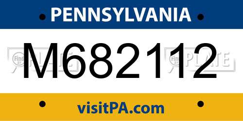 M682112 Pennsylvania License Plate