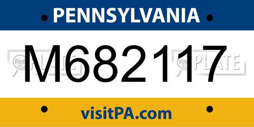 M682117 Pennsylvania License Plate