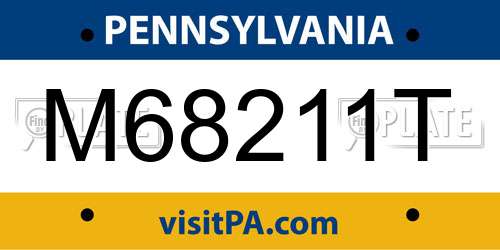 M68211T Pennsylvania License Plate