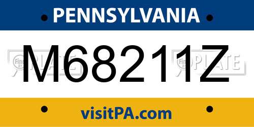 M68211Z Pennsylvania License Plate