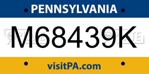 M68439K Pennsylvania License Plate