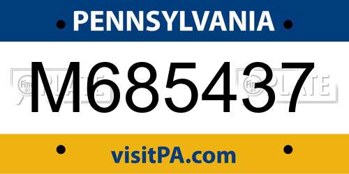 M685437 Pennsylvania License Plate