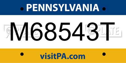 M68543T Pennsylvania License Plate