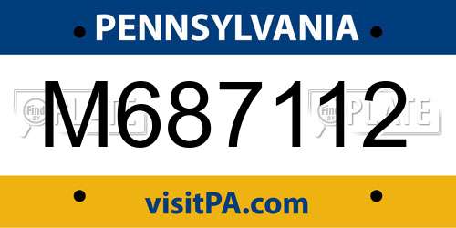 M687112 Pennsylvania License Plate