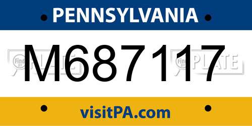 M687117 Pennsylvania License Plate