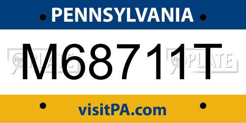 M68711T Pennsylvania License Plate