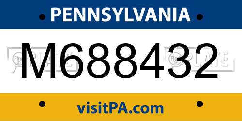 M688432 Pennsylvania License Plate