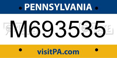 M693535 Pennsylvania License Plate