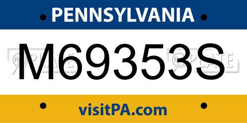 M69353S Pennsylvania License Plate