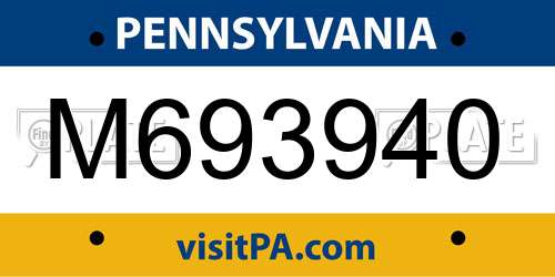 M693940 Pennsylvania License Plate