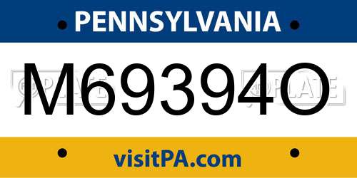 M69394O Pennsylvania License Plate