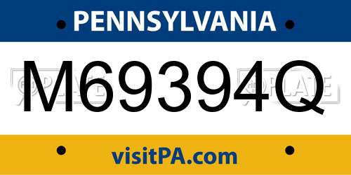 M69394Q Pennsylvania License Plate