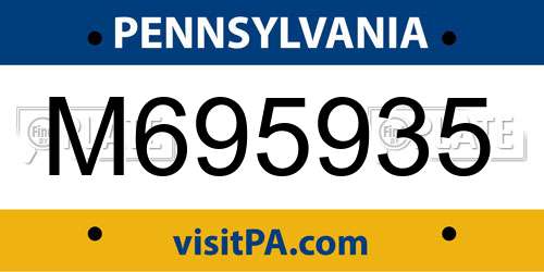 M695935 Pennsylvania License Plate