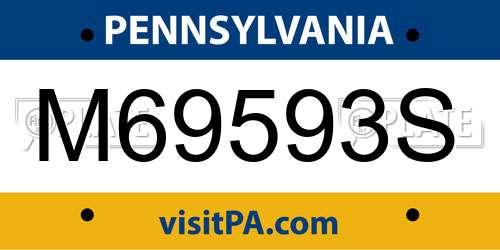 M69593S Pennsylvania License Plate