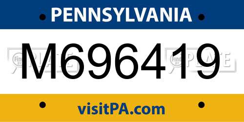 M696419 Pennsylvania License Plate