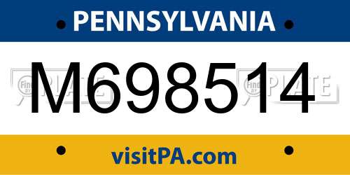 M698514 Pennsylvania License Plate