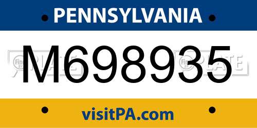 M698935 Pennsylvania License Plate