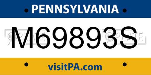 M69893S Pennsylvania License Plate
