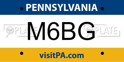 M6BG Pennsylvania License Plate