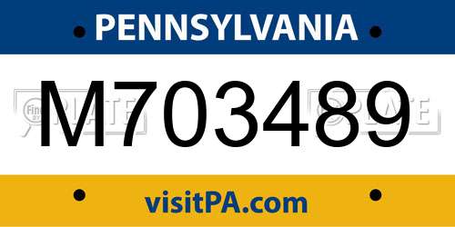 M703489 Pennsylvania License Plate