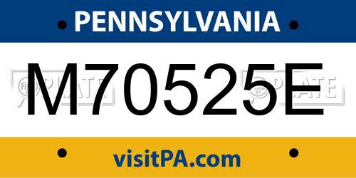 M70525E Pennsylvania License Plate