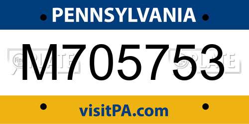 M705753 Pennsylvania License Plate