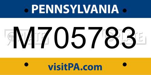 M705783 Pennsylvania License Plate