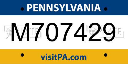 M707429 Pennsylvania License Plate