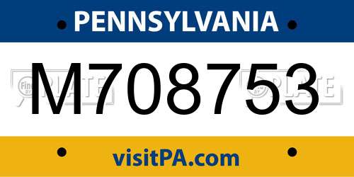 M708753 Pennsylvania License Plate
