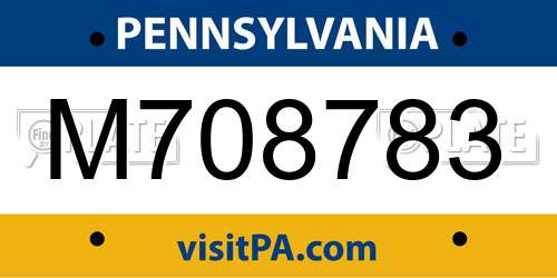 M708783 Pennsylvania License Plate
