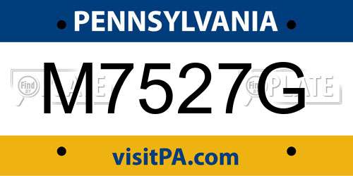 M7527G Pennsylvania License Plate