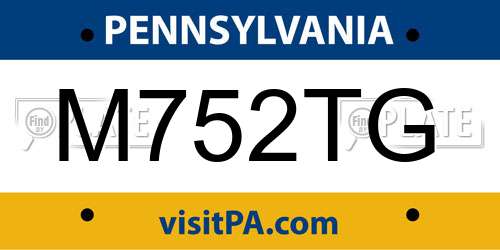 M752TG Pennsylvania License Plate
