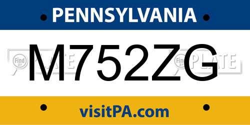 M752ZG Pennsylvania License Plate