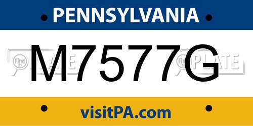 M7577G Pennsylvania License Plate