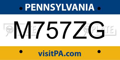 M757ZG Pennsylvania License Plate