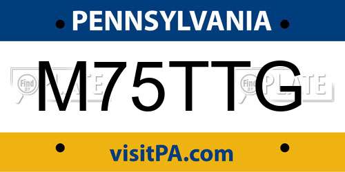 M75TTG Pennsylvania License Plate