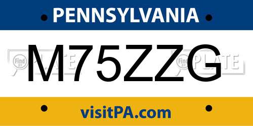 M75ZZG Pennsylvania License Plate