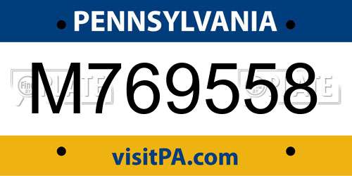 M769558 Pennsylvania License Plate