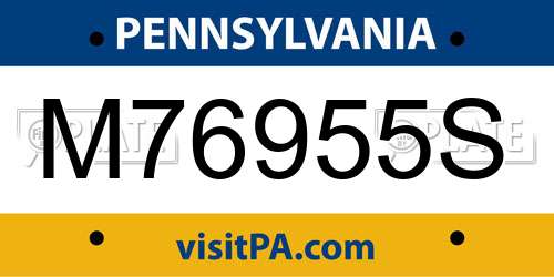 M76955S Pennsylvania License Plate