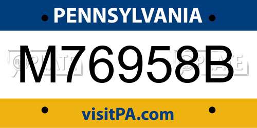 M76958B Pennsylvania License Plate