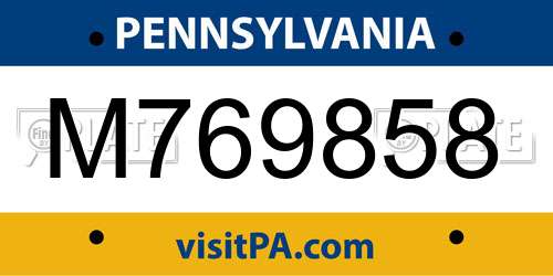 M769858 Pennsylvania License Plate