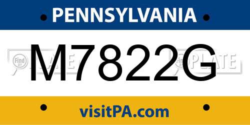 M7822G Pennsylvania License Plate