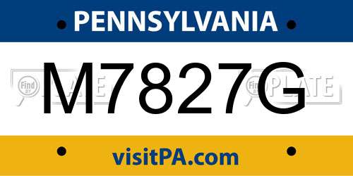 M7827G Pennsylvania License Plate